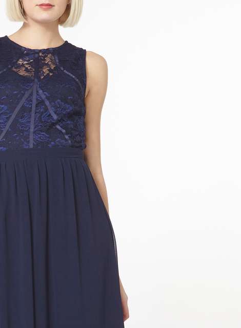 **Showcase 'Eva' Navy Lace Maxi Dress